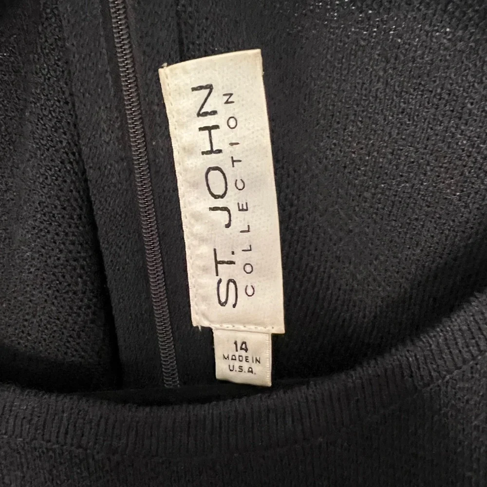 St. John Classic Black Knit Sheath Dress Size 14 | Timeless Workwear